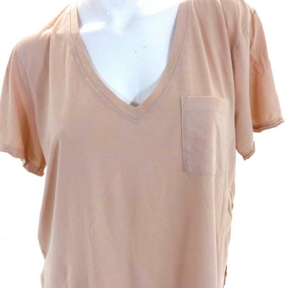 Lush Baby Pink V neck Pocket tee